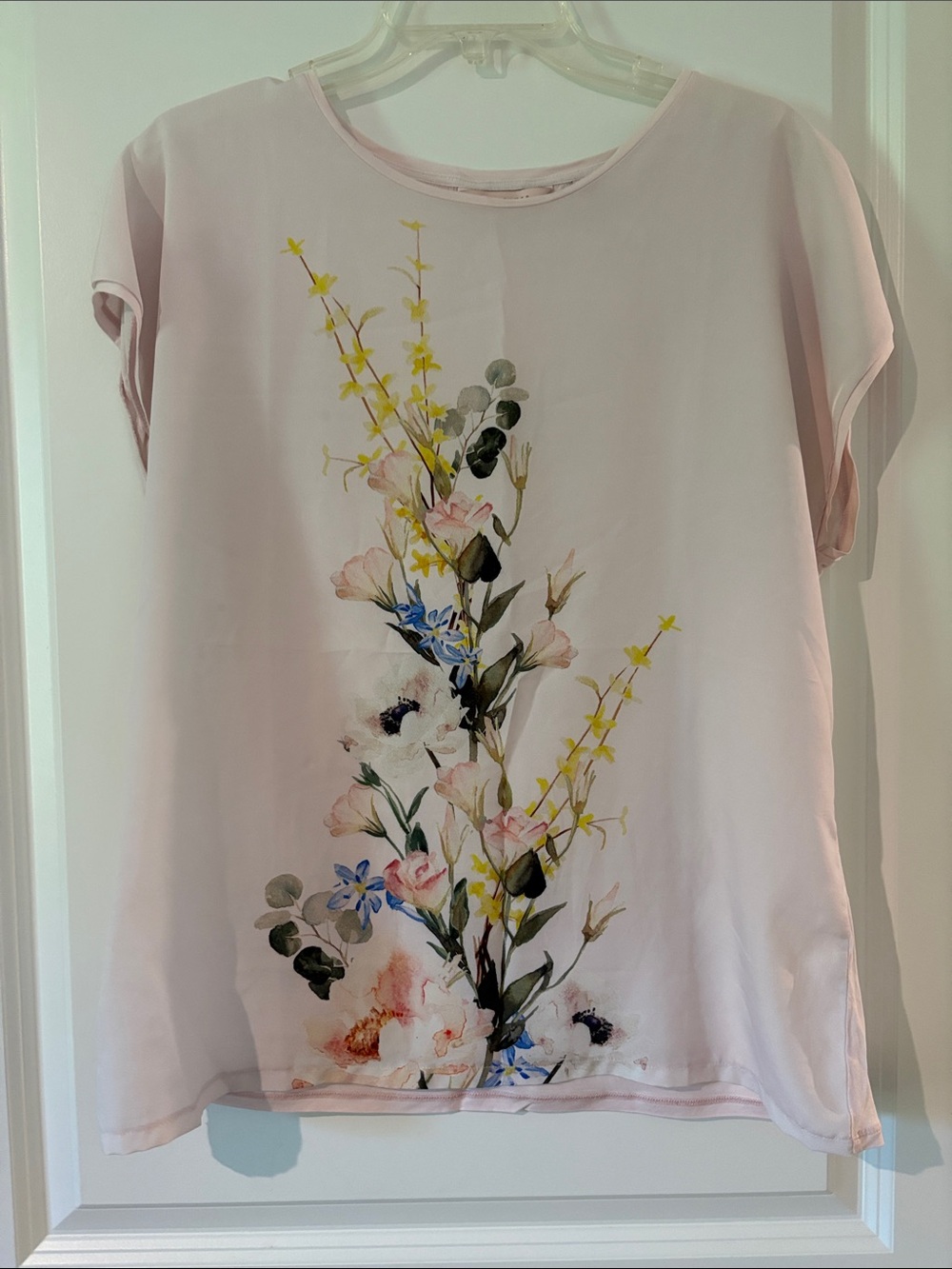 Ted Baker Pale Pink Floral Short Sleeve Blouse